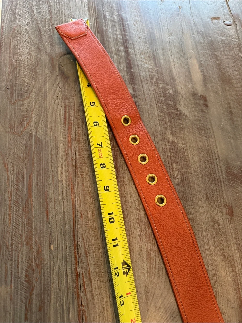 Prada Orange Leather Belt with Gold Hardware